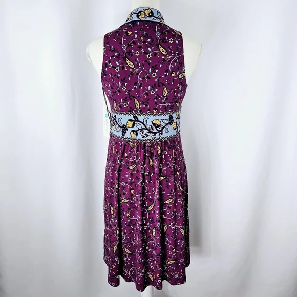 Wisp Ryenne Jersey Women's Purple Floral Print V-Neck Sleeveless Dress Size 2 - Picture 8 of 16